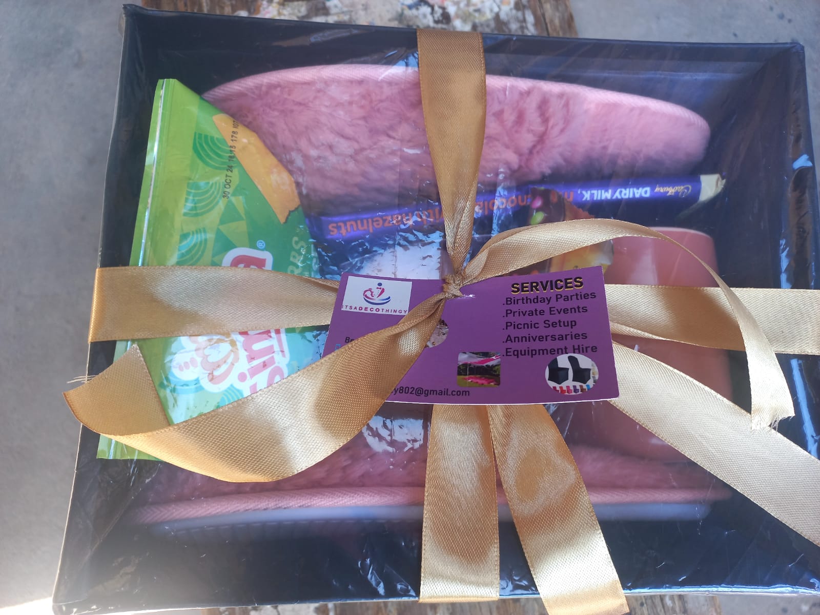 Premium gift hamper with ribbon