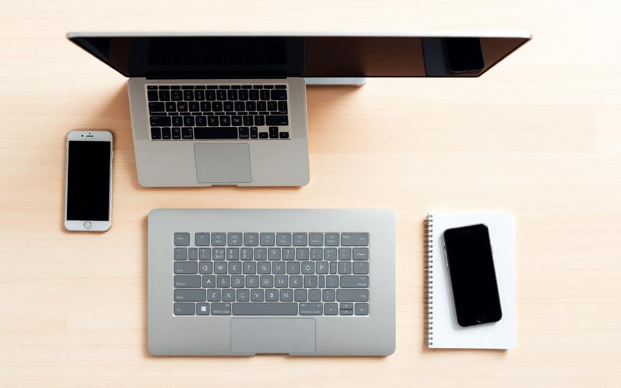 Person working on laptop with clean desk setup